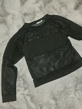 Lush Black Panel Mesh Sweatshirt